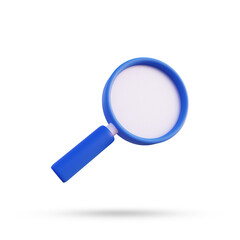 3d render blue magnifier illustration icon bottom view isolated