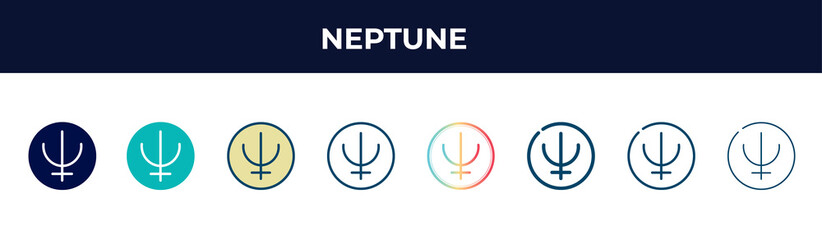 Fototapeta na wymiar neptune vector icon in 8 different modern styles. black, two colored neptune icons designed in filled, glyph, outline, line, stroke and gradient styles. vector illustration for web, mobile, ui