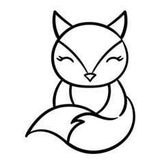 Cute Cartoon Fox isolated on a white background vector illustration.