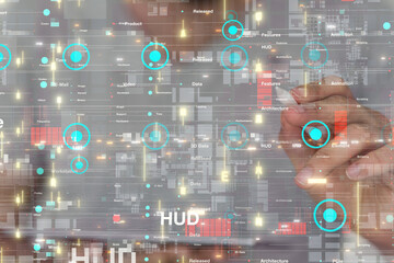 Neural network 3D illustration. Big data and cybersecurity