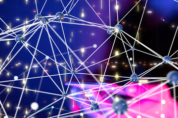 Global network. Blockchain. 3D illustration. Neural networks and artificial intelligence. Abstract