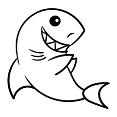 Fototapeta premium Shark mascot Cartoon funny isolated vector on white background