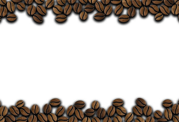 many roasted coffee beans ornament on a white background illustration