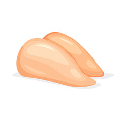 Turkey or Chicken breast fillet. Vector illustration in trendy flat style isolated on white background.	
