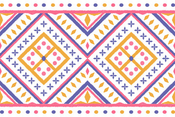 Colorful Ikat fabric pattern. Geometric textile for cloth fashion. pillow case.
