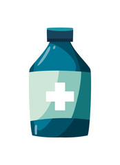 blue medical bottle
