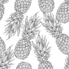 Pineapples. Seamless vector graphic pattern.