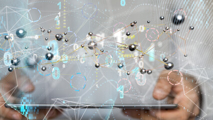 Abstract technology group and data 3d
