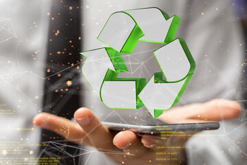 green world power in hand recycling