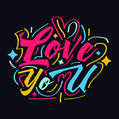 Love You typography motivational quote design