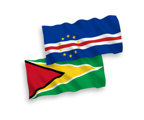 Obraz premium Flags of Republic of Cabo Verde and Co-operative Republic of Guyana on a white background