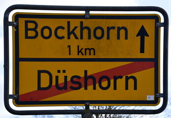 Ortsschild von Düshorn, Niedersachsen