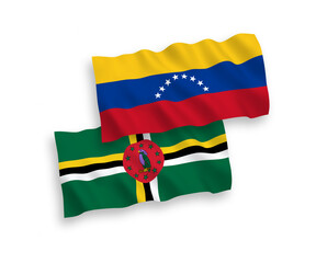 Flags of Venezuela and Dominica on a white background
