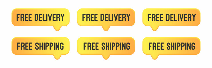 Free delivery or free shipping labels. Banner template illustration.