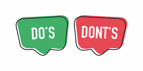 Do and Don't or Good and Bad Icons w Positive and Negative Symbols