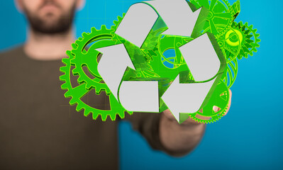 Mechanism green gears and cogs at work on black background. Industrial machinery