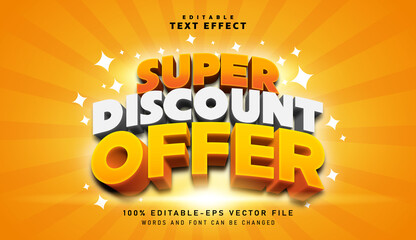 3D Super Discount Offer text effect - Editable text effect - obrazy, fototapety, plakaty