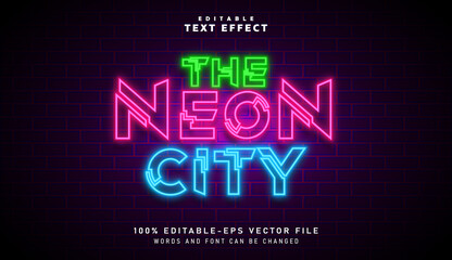 3D The Neon City text effect - Editable text effect