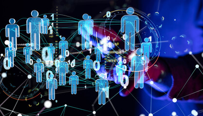 Abstract technology group and data 3d