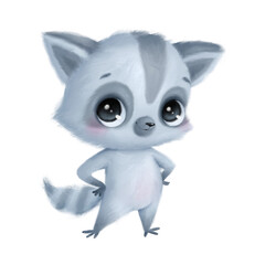 Illustration of cute cartoon animal raccoon