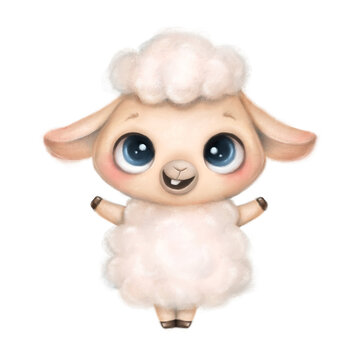 Illustration of cute cartoon animal sheep