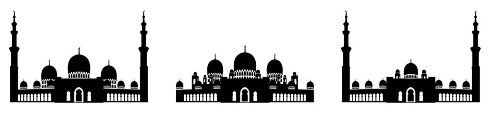 silhouette mosque set by vector design