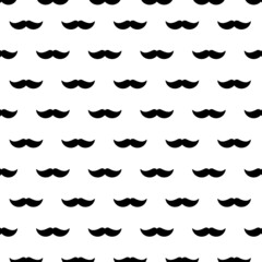Retro mustache seamless pattern. Hipster seamless pattern with black mustache for wallpaper design. Vector 10 EPS.