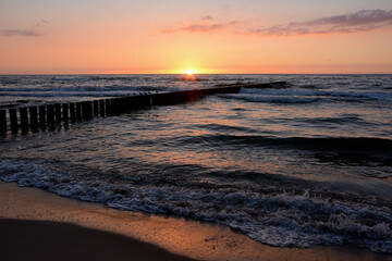 sunset sea in the evening time