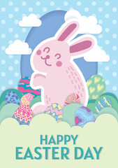 easter egg and bunny cute elements seamless design