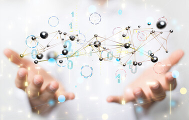 Abstract technology group and data 3d