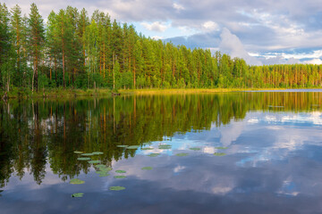 Karelia in Russia. Landscape of Lake Ladoga. Karelia Islands