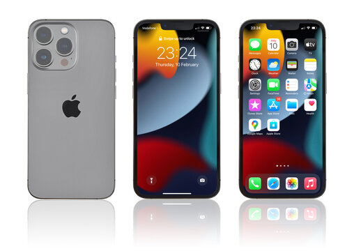 Front and back view of new Apple  iPhone 13 Pro Space Gray
