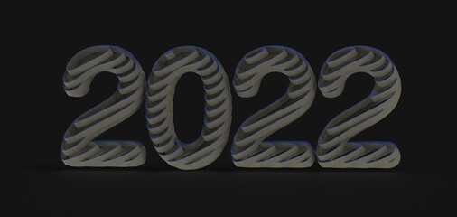 Typography design of 2022 with 3d style