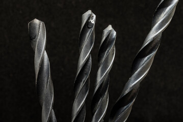 Macro shot of Drill Bits on black background