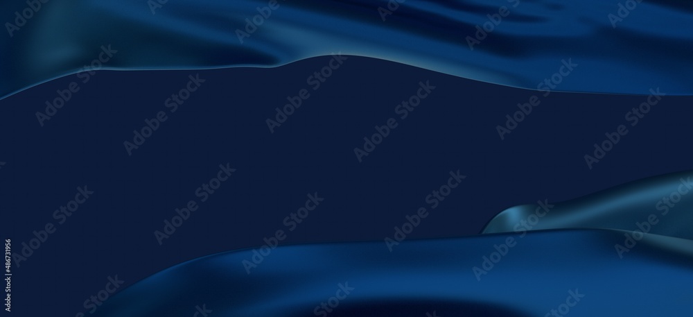 Sticker Flowing transparent Cloth Wave, blue Waving Silk Flying Textile