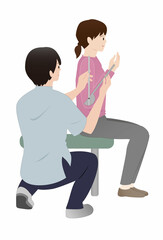 上肢の関節可動域測定、肘関節屈曲のROM測定をする理学療法士か作業療法士