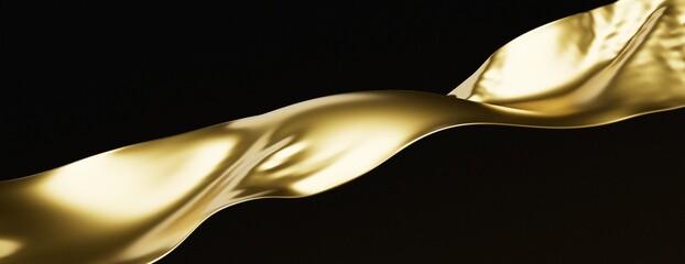 wave Gold silk draped fabric background. Smooth elegant gold satin