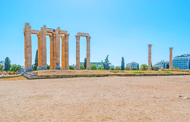 The ruined temple of Olympian Zeus, Athens, Greece