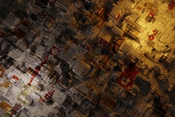 Abstract industrial city top view sci-fi high tech background