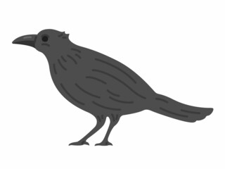 横から見た、カラスのイラスト