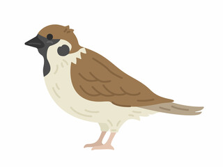 横から見た、スズメのイラスト