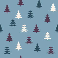 Abstract Christmas seamless pattern with decorative Christmas tree. Print for greeting cards, fabric or wrapping paper designs. Eps 10 vector illustration.