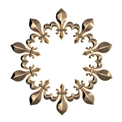 Fleur de lis round frame 3d rendering © woverwolf