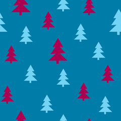 Obraz premium Abstract Christmas seamless pattern with decorative Christmas tree. Print for greeting cards, fabric or wrapping paper designs. Eps 10 vector illustration.
