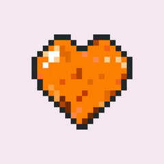 pixel heart pixel art illustration orange 