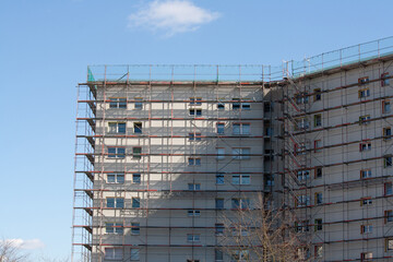 construction scaffolding on the side of a building