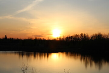 Fototapeta na wymiar Haze Of The Sunset, Pylypow Wetlands, Edmonton, Alberta