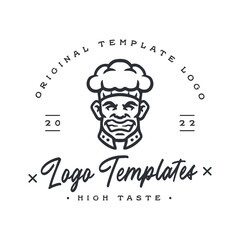 chef character logo. chef smiling vector logo.