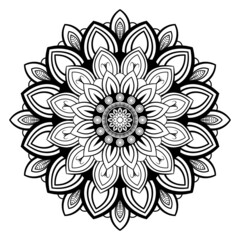 Creative black simple mandala design With white background