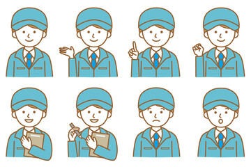 人 作業着 キャップ 帽子 AI 素材 イラスト ベクター